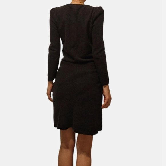 Isabel Marant Etoile Wool Blend Long Sleeve Dress Black Size 2 - Picture 2 of 5